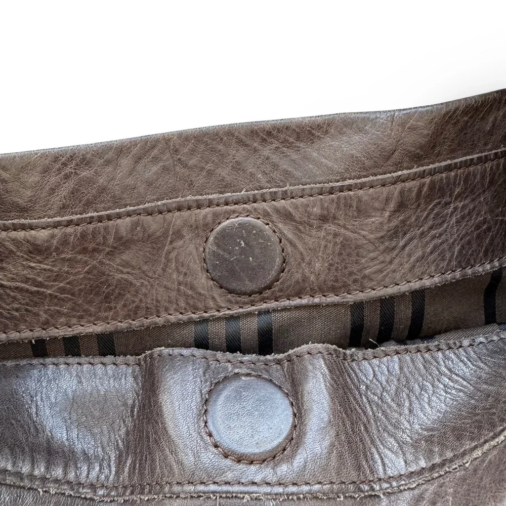 Frye Melissa Dark Brown Distressed Leather Hobo Crossbody Bag Antique Silver